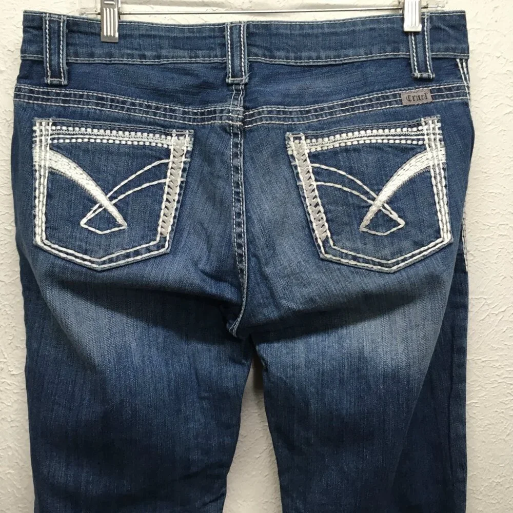 Cruel Jeans Womens 29/7 Long Low Rise Dark Wash Denim Stretch Abby 32x33‎